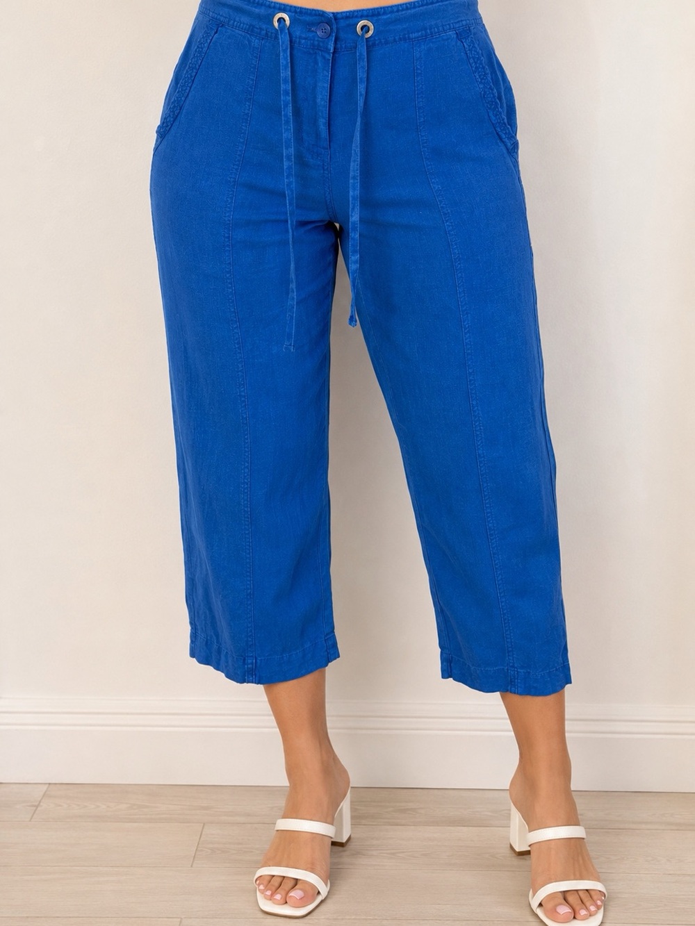 100%Line Tommy Bahama Royal Blue Cropped DrawstringCapri PantsBeach BreezeStyle